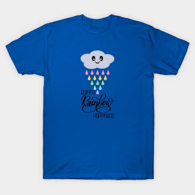 Raining Rainbow Happiness Kawaii Cute Rain Cloud in Purple T-Shirt by Kelly Gigi